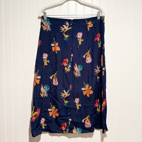 Madewell Navy Floral Midi Skirt Size 10 - Picture 6 of 6